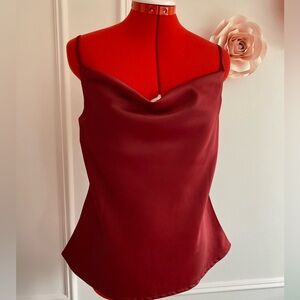 NEW Satin Camisole, Burgundy/Wine Red, Cowl Neck, Adjustable Straps, Romantic, M
